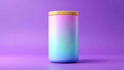 Pastel-toned cylindrical container with wooden lid