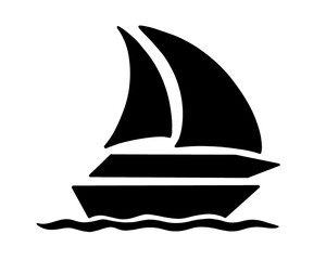 simple boat icon, silhouette style image, vector illustration
