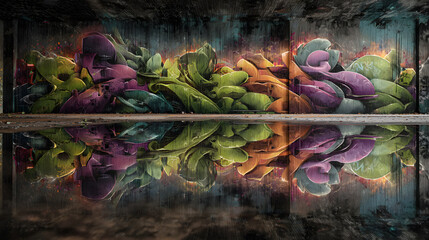 Vibrant Urban Canvas: A Visual Symphony of Color, Culture, and Expression Captured on an Artistic Graffiti Wall in the Heart of the City