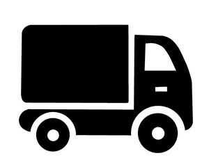 Silhouette of a cargo car, black car icon side view, vector illustration isolated on white background
