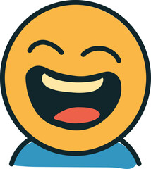 Obraz premium Laughing Emoji Face Illustration in Flat Style