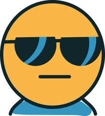Cool Emoji Face Wearing Sunglasses Illustration