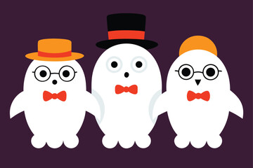 Obraz premium group-of-cartoon-ghosts-with-accessories---hats--g.eps