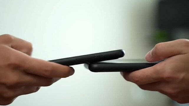 Hands making approximation payments (NFCs)