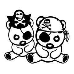 2 Evil Bear Pirate Crew Captain Sailer Buccaneer Sailing Team Friends
