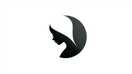 Obraz premium Elegant Female Silhouette Icon, Circular Design For Beauty & Fashion Branding