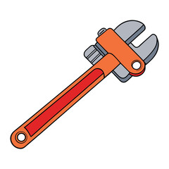 A sturdy red pipe wrench designed for gripping and turning pipes. Its adjustable jaw and durable build make it essential for plumbing and heavy-duty repairs.

