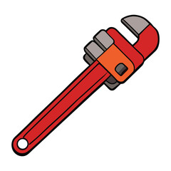 A sturdy red pipe wrench designed for gripping and turning pipes. Its adjustable jaw and durable build make it essential for plumbing and heavy-duty repairs.
