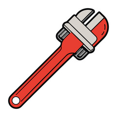 A sturdy red pipe wrench designed for gripping and turning pipes. Its adjustable jaw and durable build make it essential for plumbing and heavy-duty repairs.
