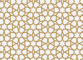 Seamless Islamic pattern ouutline gold vector design