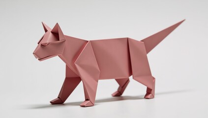 Folded origami paper forming a cat shape