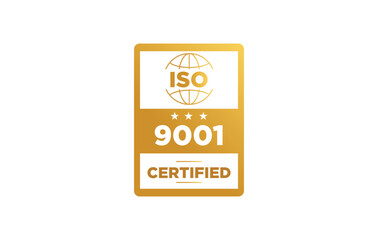 Iso 9001 certification badge vector illustration