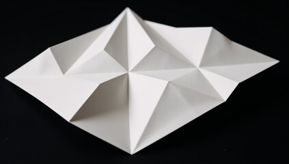 Intricate origami featuring geometric triangle patterns and textured folds