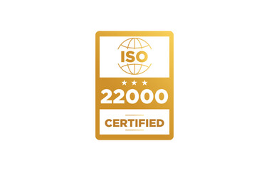 Iso 22000 certification badge vector illustration