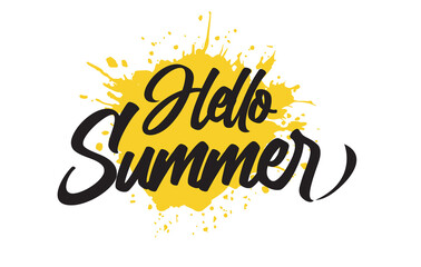 Welcome Summer lettering with yellow splash vector design
