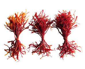 Naklejka premium Three bunches of vibrant orange-red, thread-like, plant-like structures