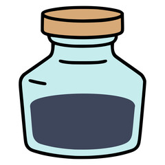 glass inkwell flat color vector illustration template design