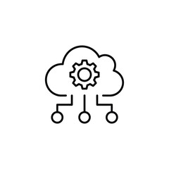 Obraz premium Cloud computing gear and network connections icon