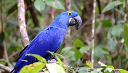 Obraz premium Blue parrot perched in jungle