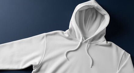 Blank White Hoodie Mockup on Dark Blue Background for Brand Promotion and Design Presentation