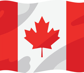 Canadian Flag Waving with Maple Leaf Art & Illustration, July 1st in a Festive Environment, Patriotic Spirit in Canada