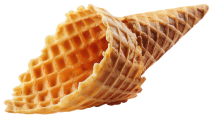 Empty waffle cone, slightly askew