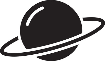 Black planet with rings icon on white background space astronomy