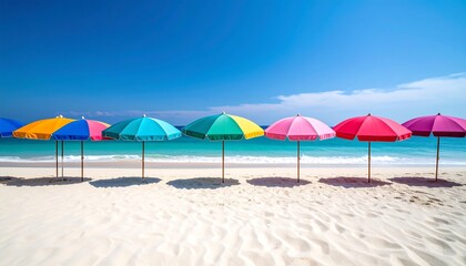 Fototapeta premium Colorful beach umbrellas on a sunny day