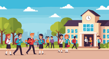 Summer fun for a happy family with kids playing outside their home in the city park