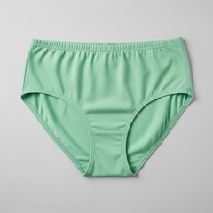 Mint Green Women's Swimsuit Bottoms on White Background, High-Waisted Full Coverage Bikini Bottoms