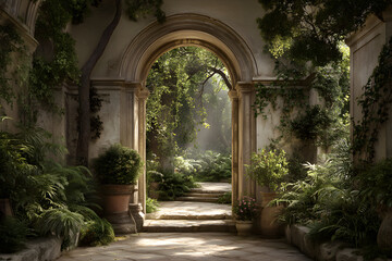 Charming Archway Garden Entrance: A Serene Passageway into Nature's Beauty