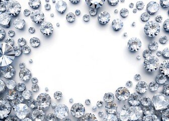 Obraz premium Diamonds scattered along image corners on white background
