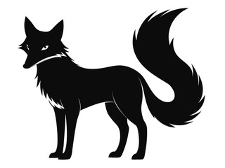 Obraz premium Standing Fox Silhouette | Black and White Stylized Vector Animal Icon