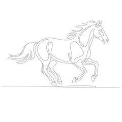 Obraz premium Continious line art Running Horse – Minimalist Continuous Line Art Symbolizing Grace and Freedom