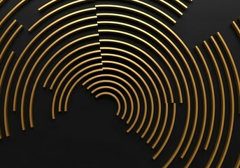 Abstract black background with elegant golden semicircles forming stylish design