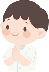 Cartoon Illustration of Boy with Greeting Gesture