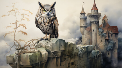 great horned owl in the autumn