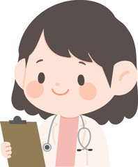 Illustration of a Female Doctor with Clipboard