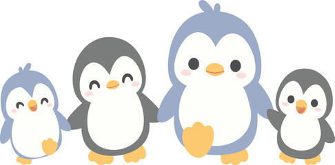 Illustration of a Happy Penguin Family