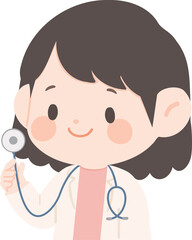 Cartoon Illustration of Doctor with Stethoscope