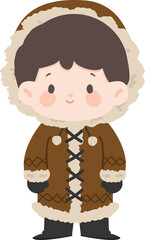 Illustration of Boy Wearing Winter Eskimo Outfit