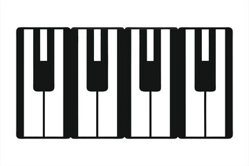 Black and white piano keys on a white background, representing music and melody, isolated on a white background