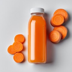 Refreshing Carrot Juice Bottle with Sliced Carrots