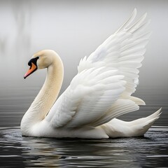 Fototapeta premium Pure Elegance of a Swan Floating Gracefully