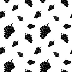 Black grape pattern on white background for textile or design projects
