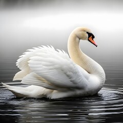 Obraz premium Elegant Swan in Stillness with Soft Reflections