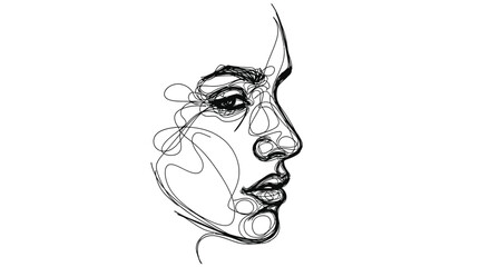 Abstract Line Art Female Face Profile