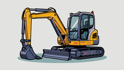 Compact vector mini excavator in yellow and black for construction projects. Suitable for industrial, construction, and machinerythemed designs.