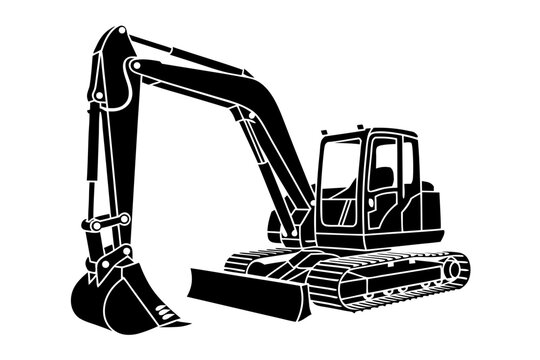 black excavator construction equipment clip art preview