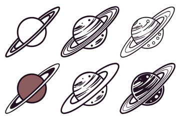 set of Saturn silhouette vector illustration © tanvir